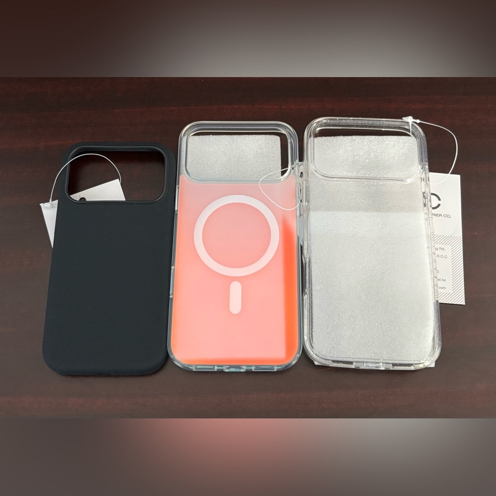 Black and Clear Phone Case Set for iPhone 17 pro Max and pro 3 pack.